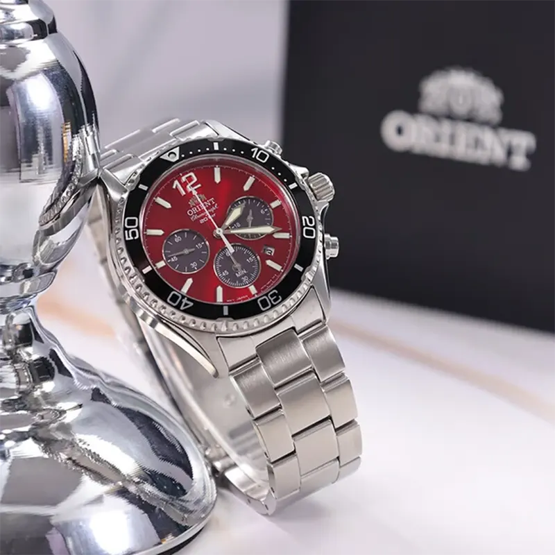 Orient Mako Solar Chrono Red Blue Dial Men's Watch- RA-TX0207R